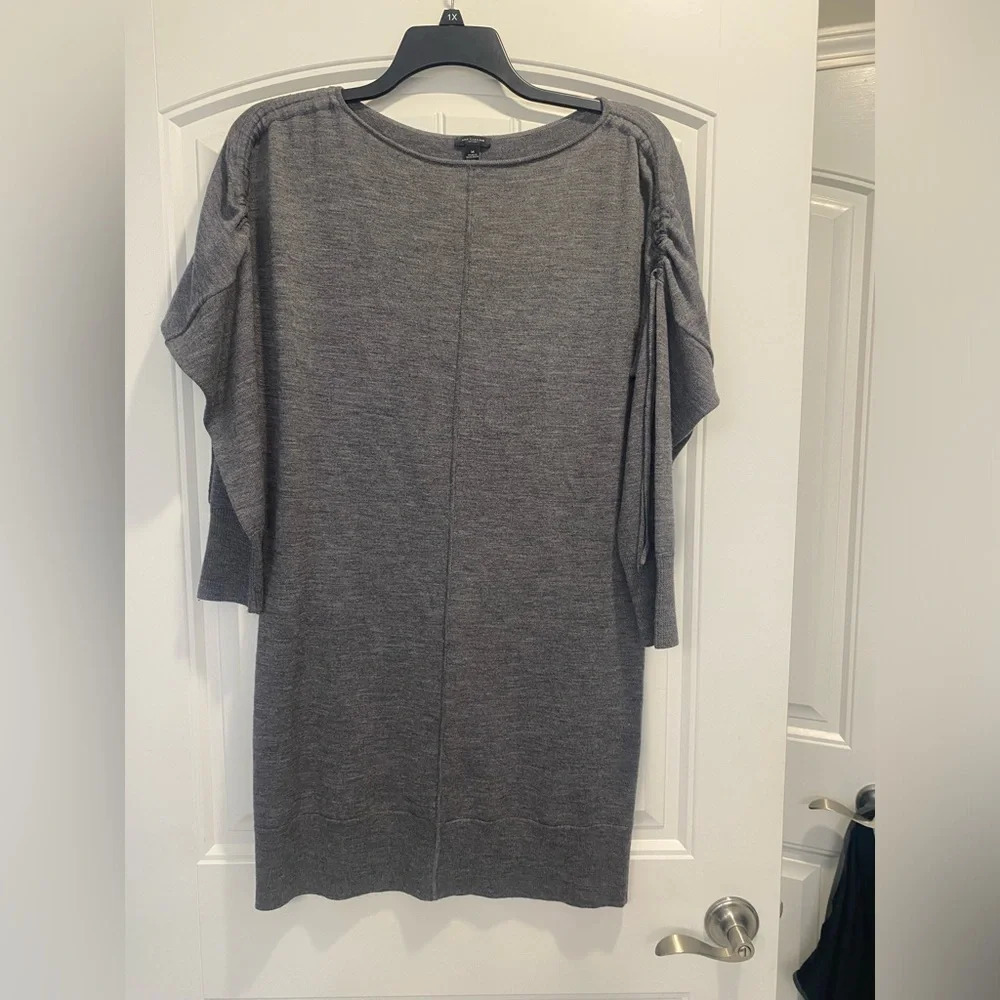 Ann Taylor Gray Merino Wool Sweater Dress size medium FLAW